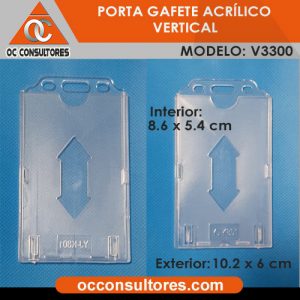 porta gafete vertical de acrilico